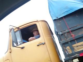 Showing pussy for trucker