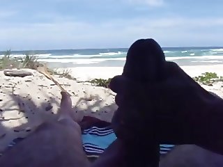 Wife pulling me off on the beach Pt3